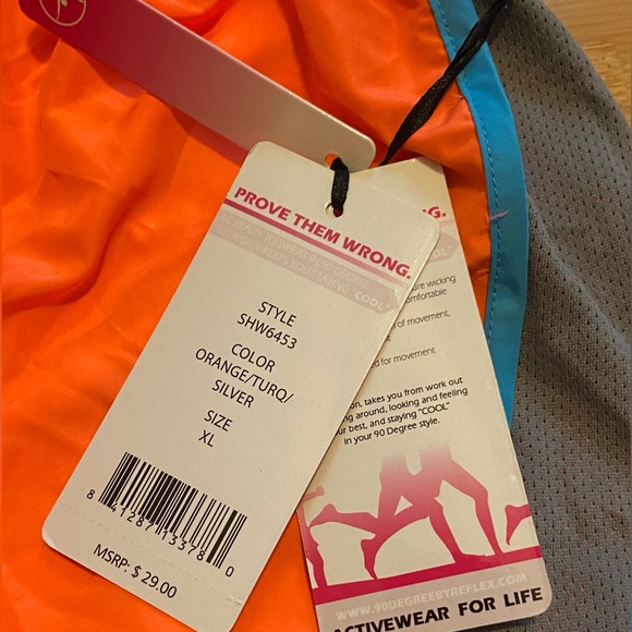 90 Degree by Reflex Neon Orange Running Shorts XL NWT - Picture 4 of 4